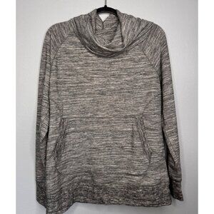 L.L. Bean Womens XL Gray Pullover Cozy Top Casual Kangaroo Pocket Cowl Neck